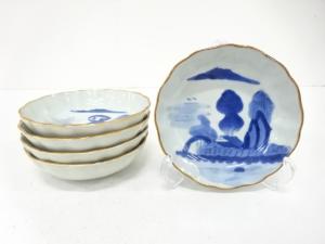 古伊万里　染付　山水　なます皿　5客揃